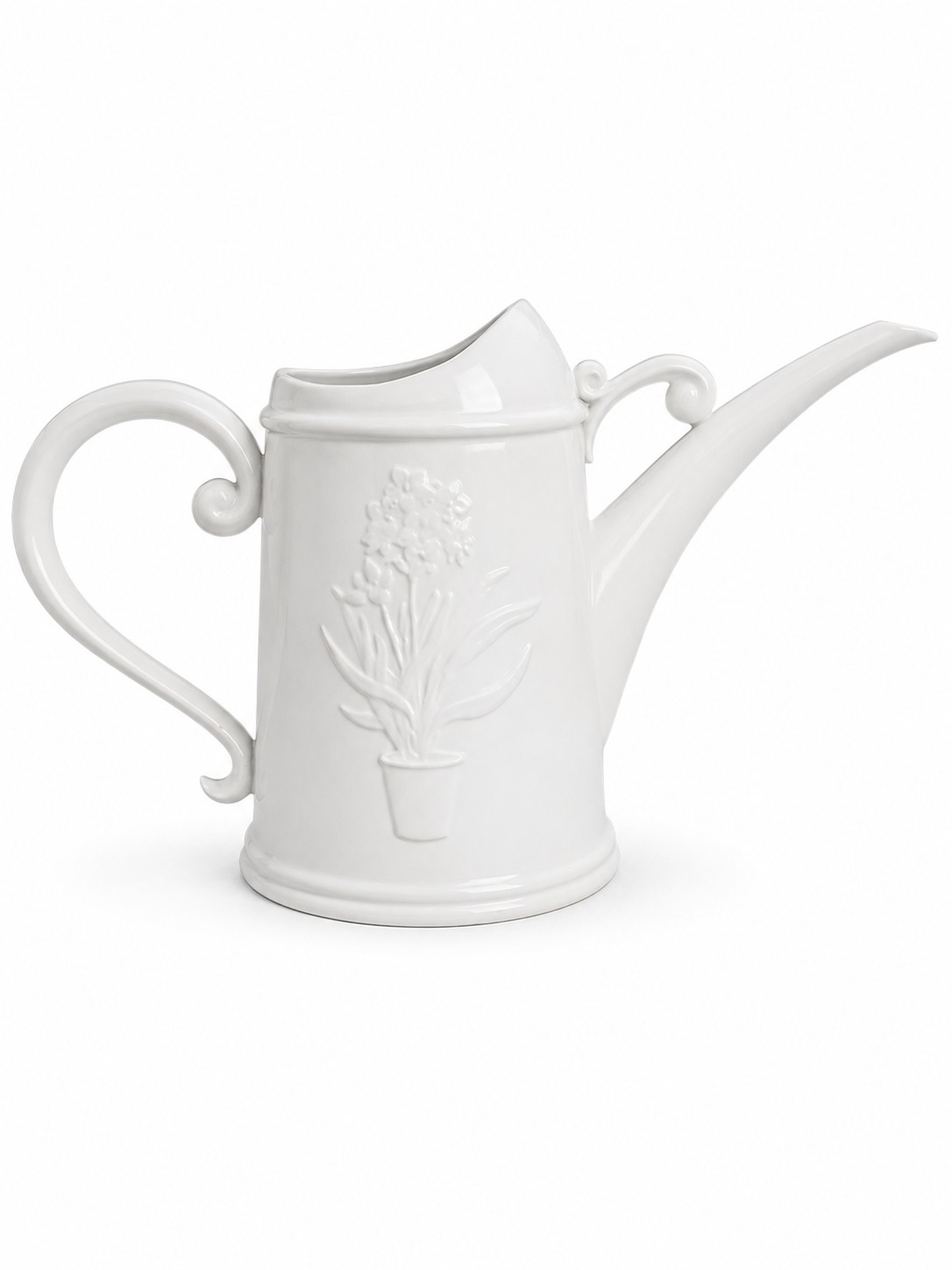 Лейка «белая с цветочным рельефом» Фарфор. 330 x 210 мм.