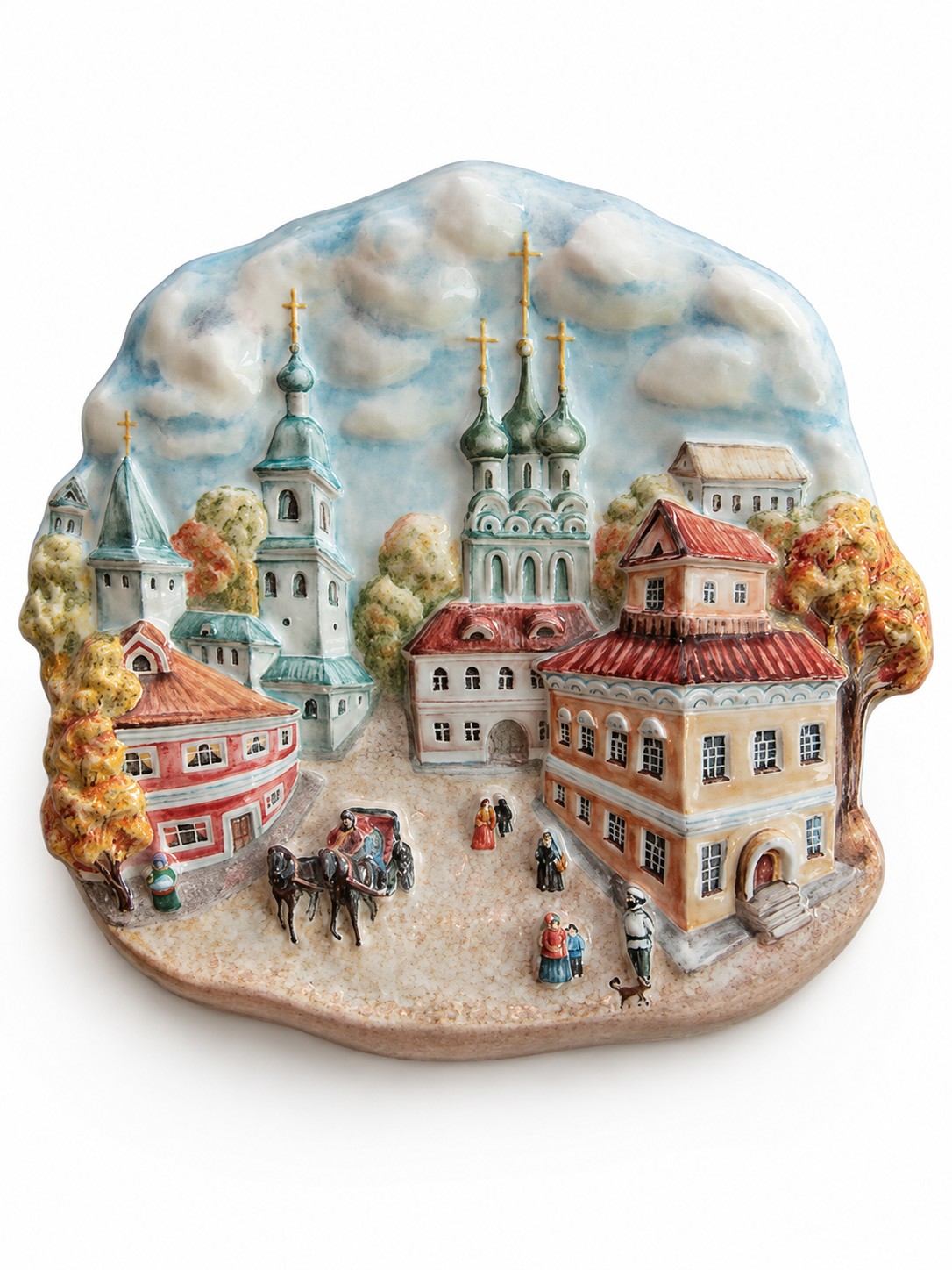 Плакетка настенная «Вечерний звон» Майолика. 195 x 200 мм.