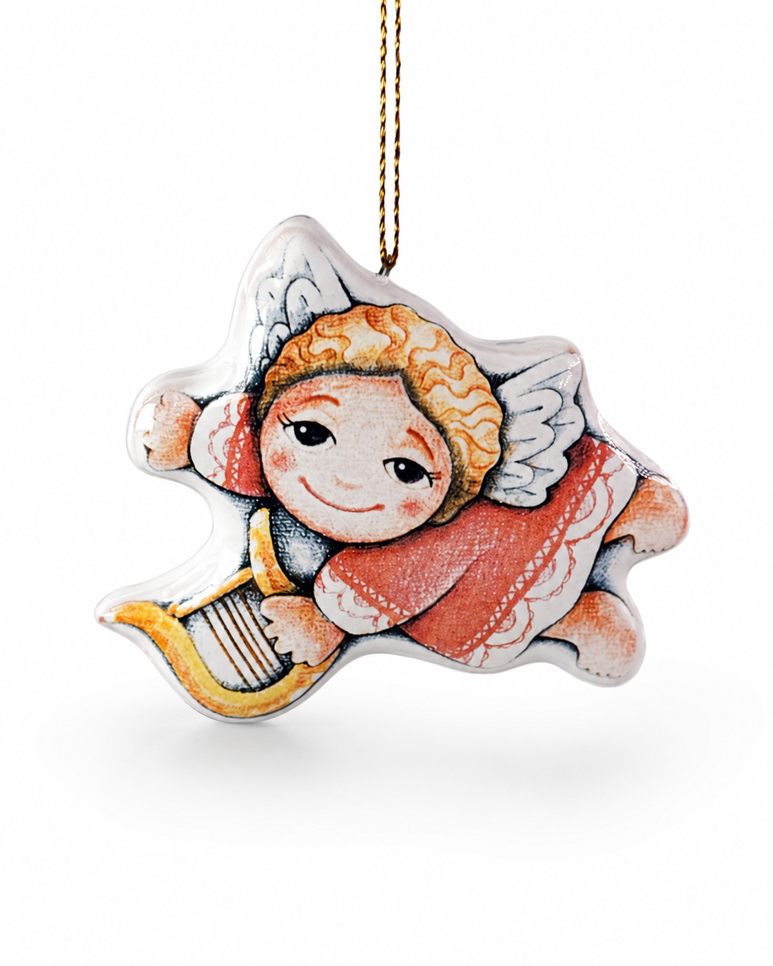 Елочная игрушка «Ангел красный» Майолика