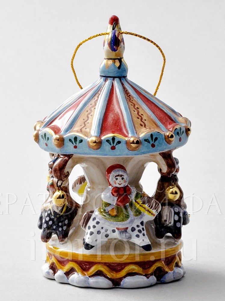 Елочная игрушка «Карусель» Форма: Карусель. Майолика. 93 мм.