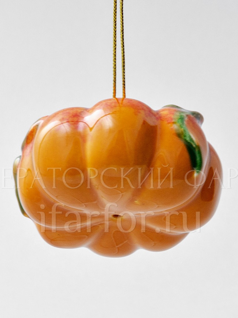 Елочная игрушка «Тыква мини» Форма: Тыква мини. Майолика. 55 x 35 мм.