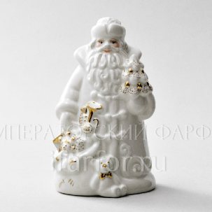 Скульптура Дед Мороз с игрушками Дед Мороз с игрушками белый с золотом 90 x 85 x 145 мм.