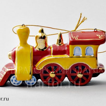 Елочная игрушка «Паровозик» Форма: Паровозик. Майолика. 120 x 70 мм.