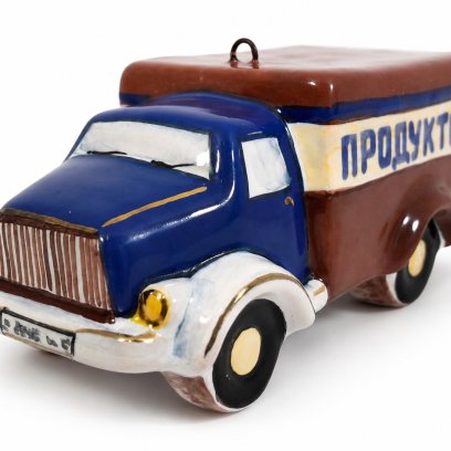Елочная игрушка «Грузовая машина» Майолика. 72 x 35 мм.