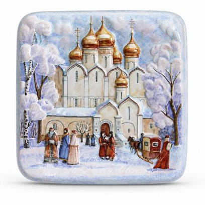 Плакетка «Рельеф Успенский собор» Майолика. 218 x 223 мм.