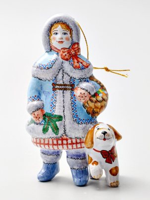 Елочная игрушка Девочка с собачкой 80 x 141 мм.