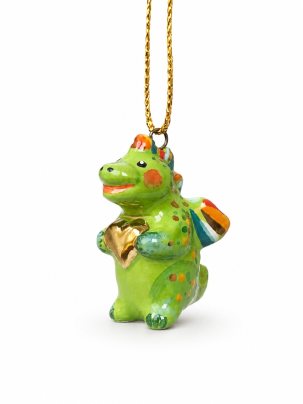 Елочная игрушка Дракончик с сердечком 15 x 30 мм.