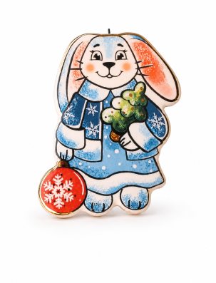 Елочная игрушка Зайка-лапушка 70 x 50 мм.