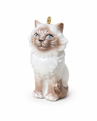 Елочная игрушка «Котенок с росписью» Фарфор. 25 x 50 мм.
