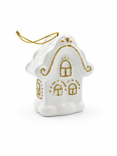 Елочная игрушка «Домик новогодний» Майолика
