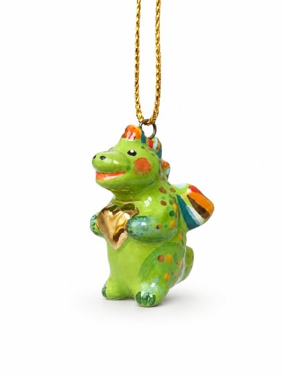 Елочная игрушка «Дракончик с сердечком» Майолика. 15 x 30 мм.