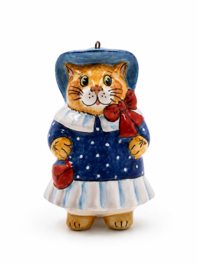 Елочная игрушка «Кошечка в шляпе» Майолика