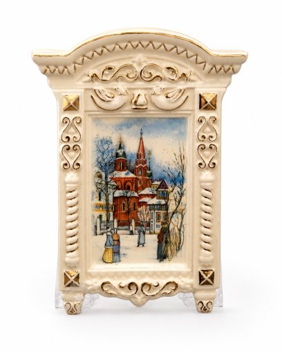 Наличник «Ярославль зимний» Майолика. 150 x 150 мм.