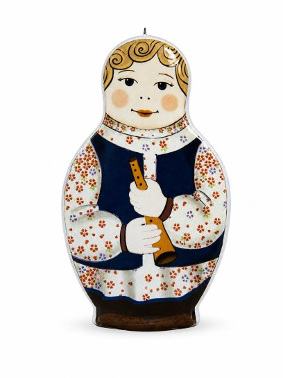 Елочная игрушка «Матрешка - мальчик» Майолика. 53 x 93 мм.