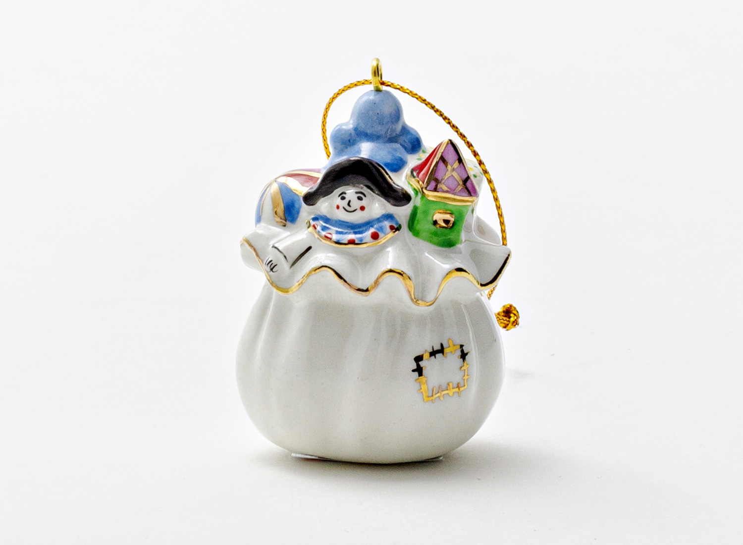 Елочная игрушка «Мешочек с подарками» Форма: Мешочек с подарками. Фарфор. 40 x 35 x 53 мм.