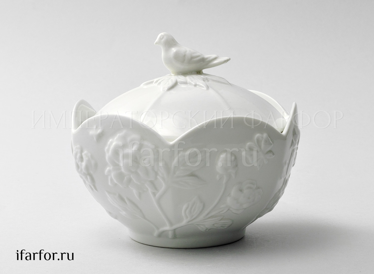 Сахарница «Цветочный рельеф Ivory» Фарфор. 420 мл.