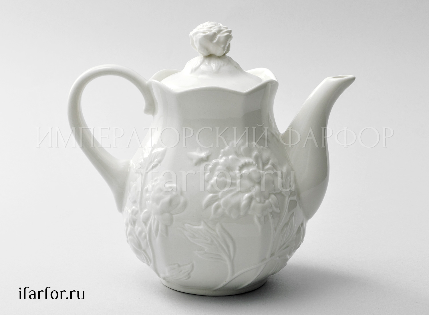 Чайник заварочный «Цветочный рельеф Ivory» Фарфор. 840 мл.