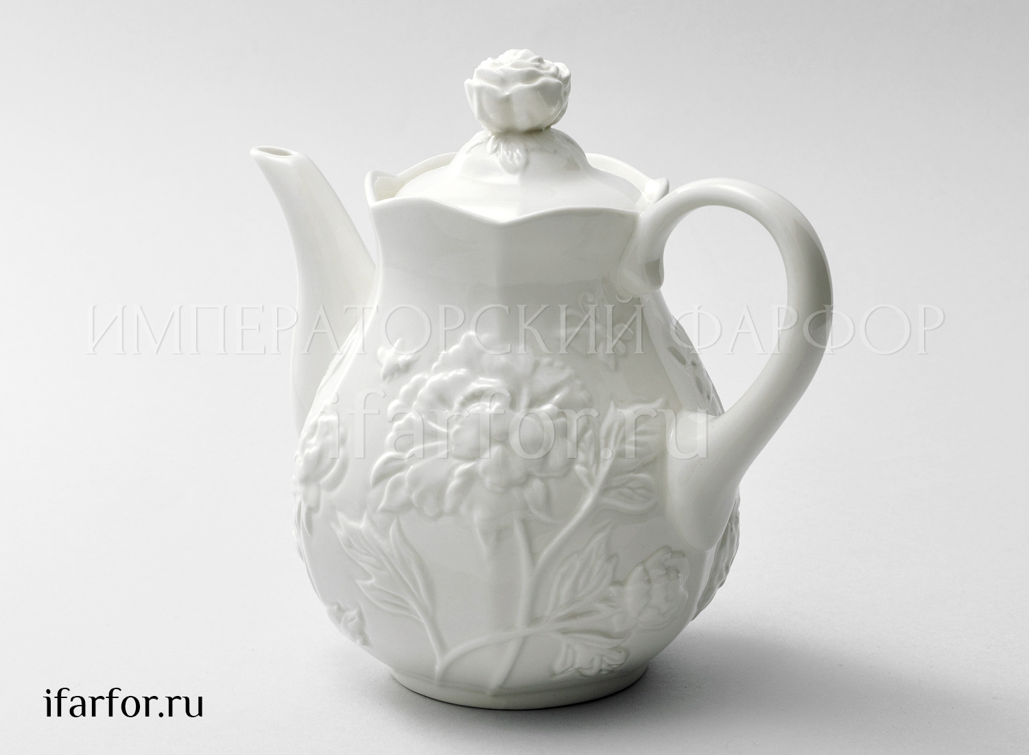 Чайник заварочный «Цветочный рельеф Ivory» Фарфор. 840 мл.