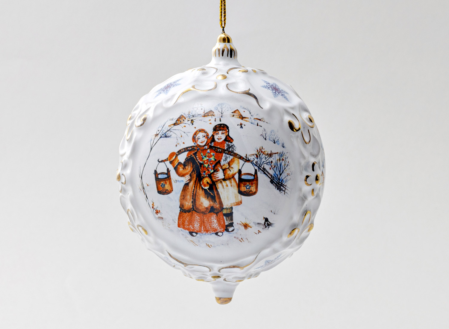Елочная игрушка «Шар средний» Форма: Шар средний. Майолика. 90 x 120 мм.