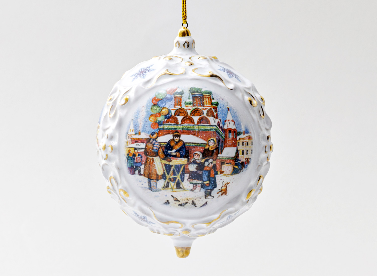 Елочная игрушка «Шар средний» Форма: Шар средний. Майолика. 90 x 120 мм.