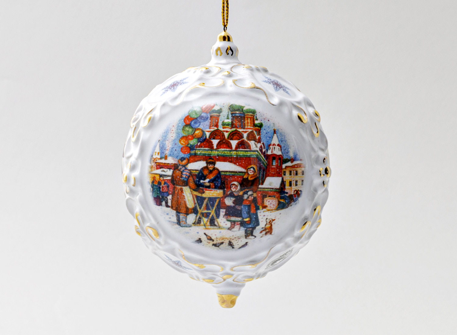 Елочная игрушка «Шар средний» Форма: Шар средний. Майолика. 90 x 120 мм.