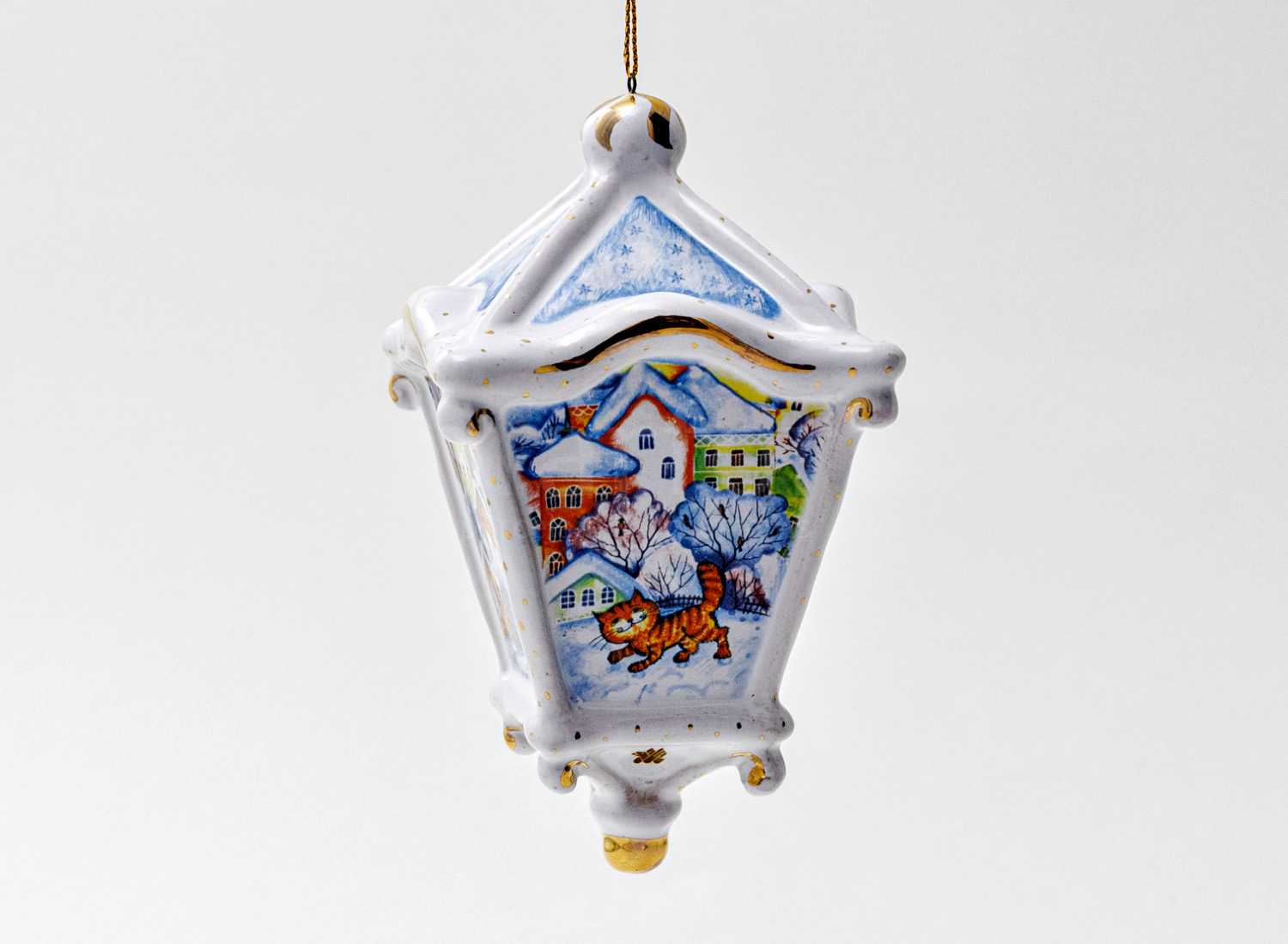 Елочная игрушка «Фонарик» Форма: Фонарик. Майолика. 80 x 130 мм.