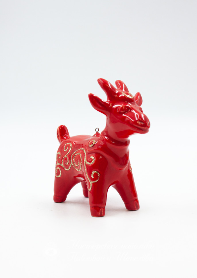 Елочная игрушка «Козлик новогодний» Майолика. 103 x 105 мм.