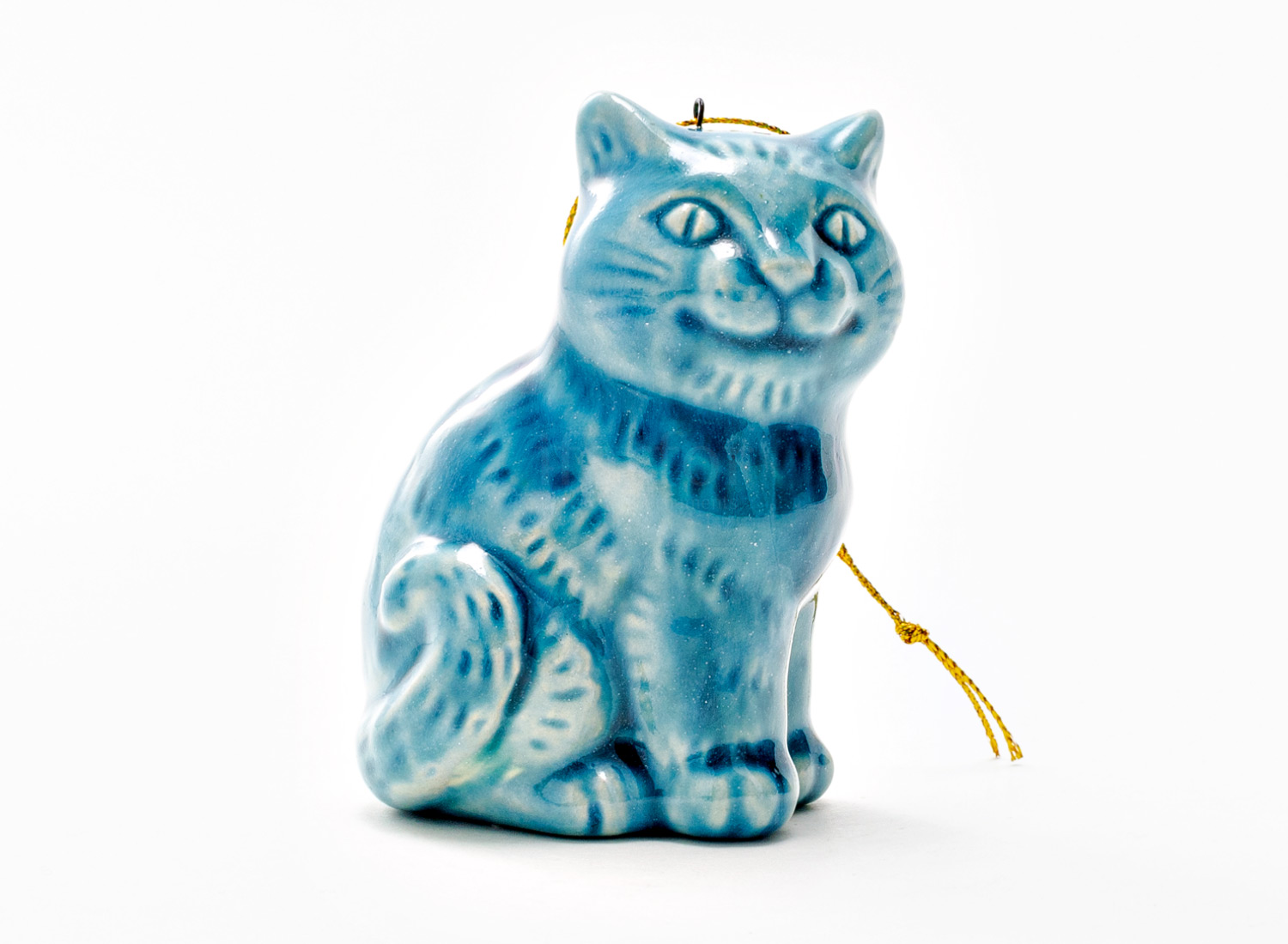 Елочная игрушка «Котик» Майолика. 55 x 85 мм.