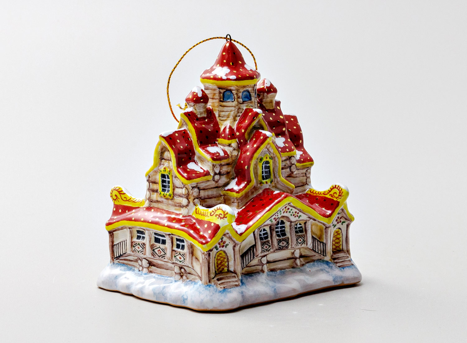 Елочная игрушка «Домик Деда Мороза» Форма: Домик Деда Мороза. Майолика. 95 x 110 мм.