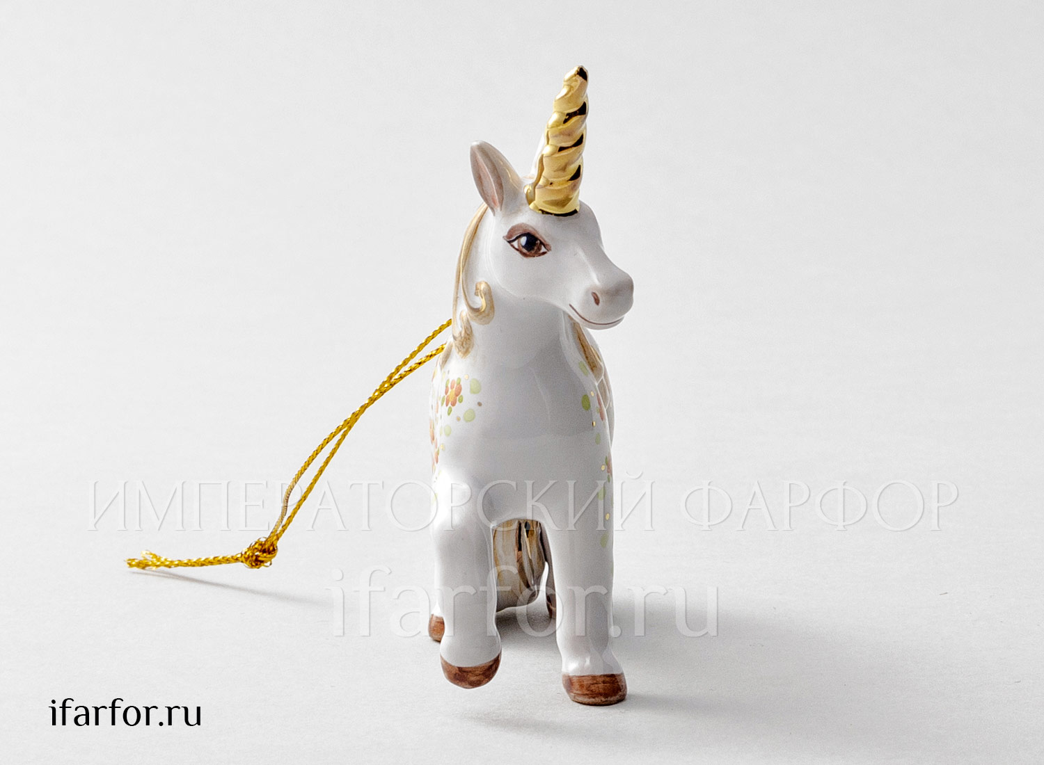 Елочная игрушка «Единорог» Форма: Единорог. Майолика. 90 x 95 мм.