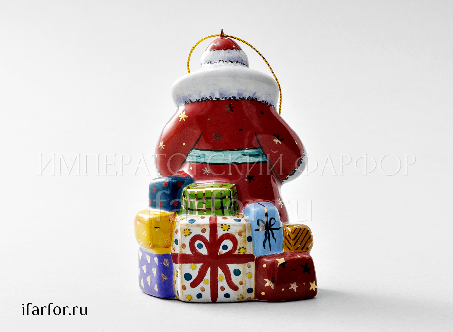 Елочная игрушка «Дед мороз с паровозиком» Форма: Дед мороз с паровозиком. Майолика. 60 x 70 x 105 мм.