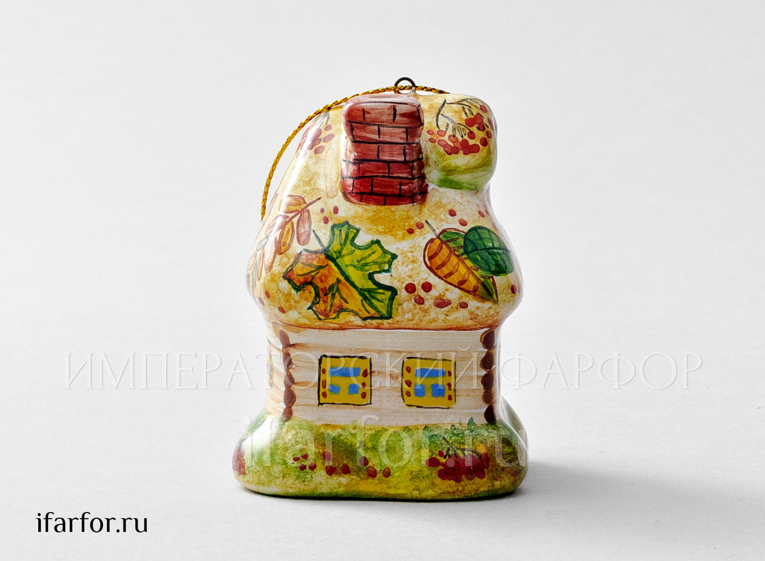 Елочная игрушка «Избушка» Форма: Избушка. Майолика. 55 x 65 мм.