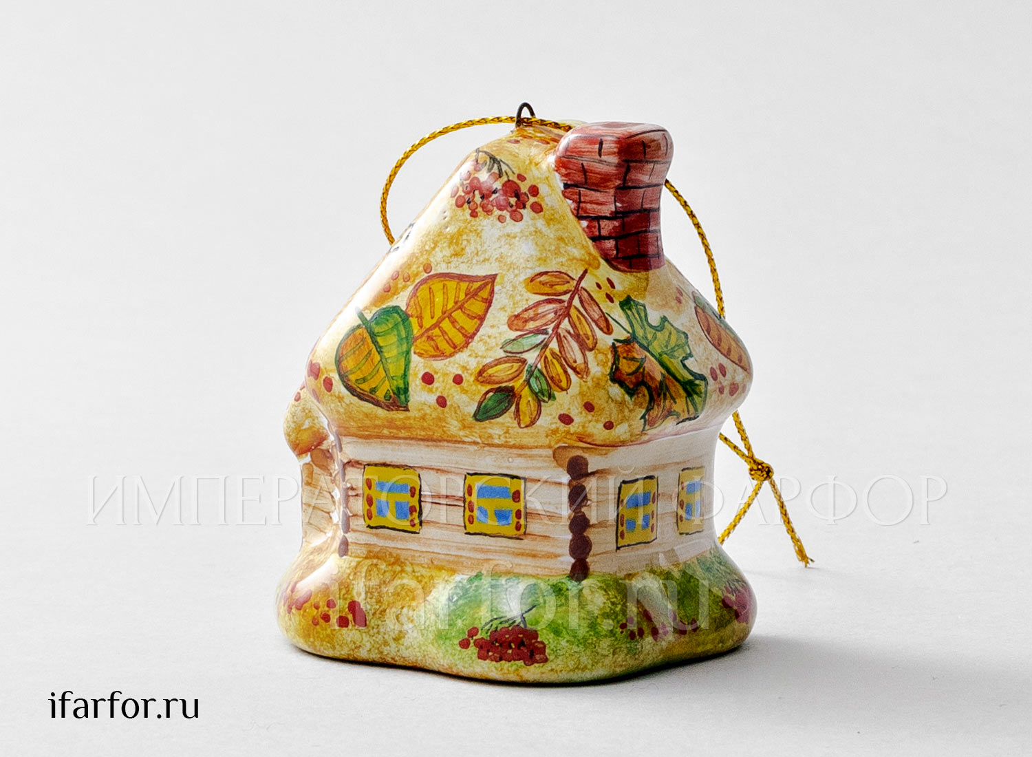 Елочная игрушка «Избушка» Форма: Избушка. Майолика. 55 x 65 мм.