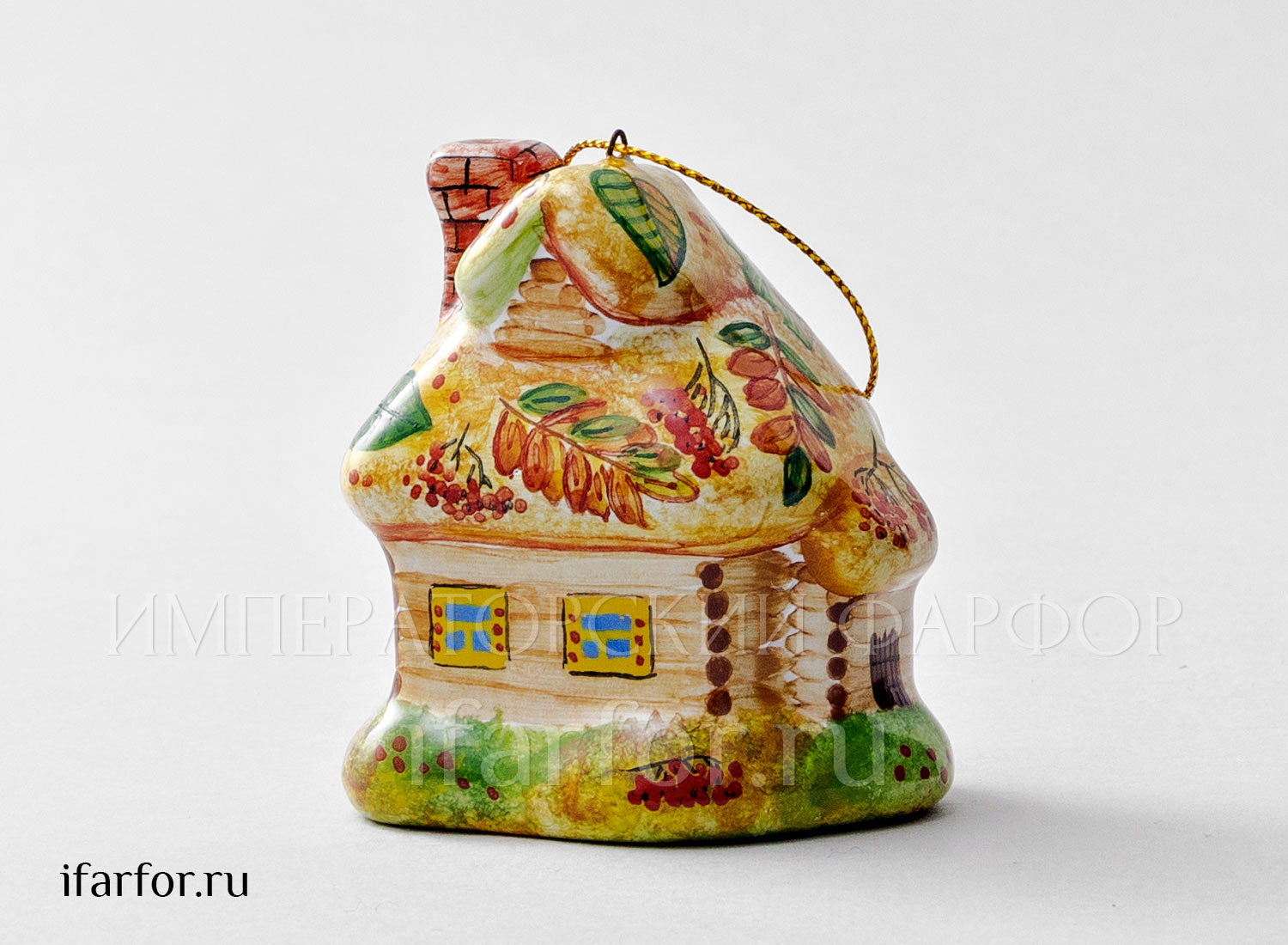 Елочная игрушка «Избушка» Форма: Избушка. Майолика. 55 x 65 мм.