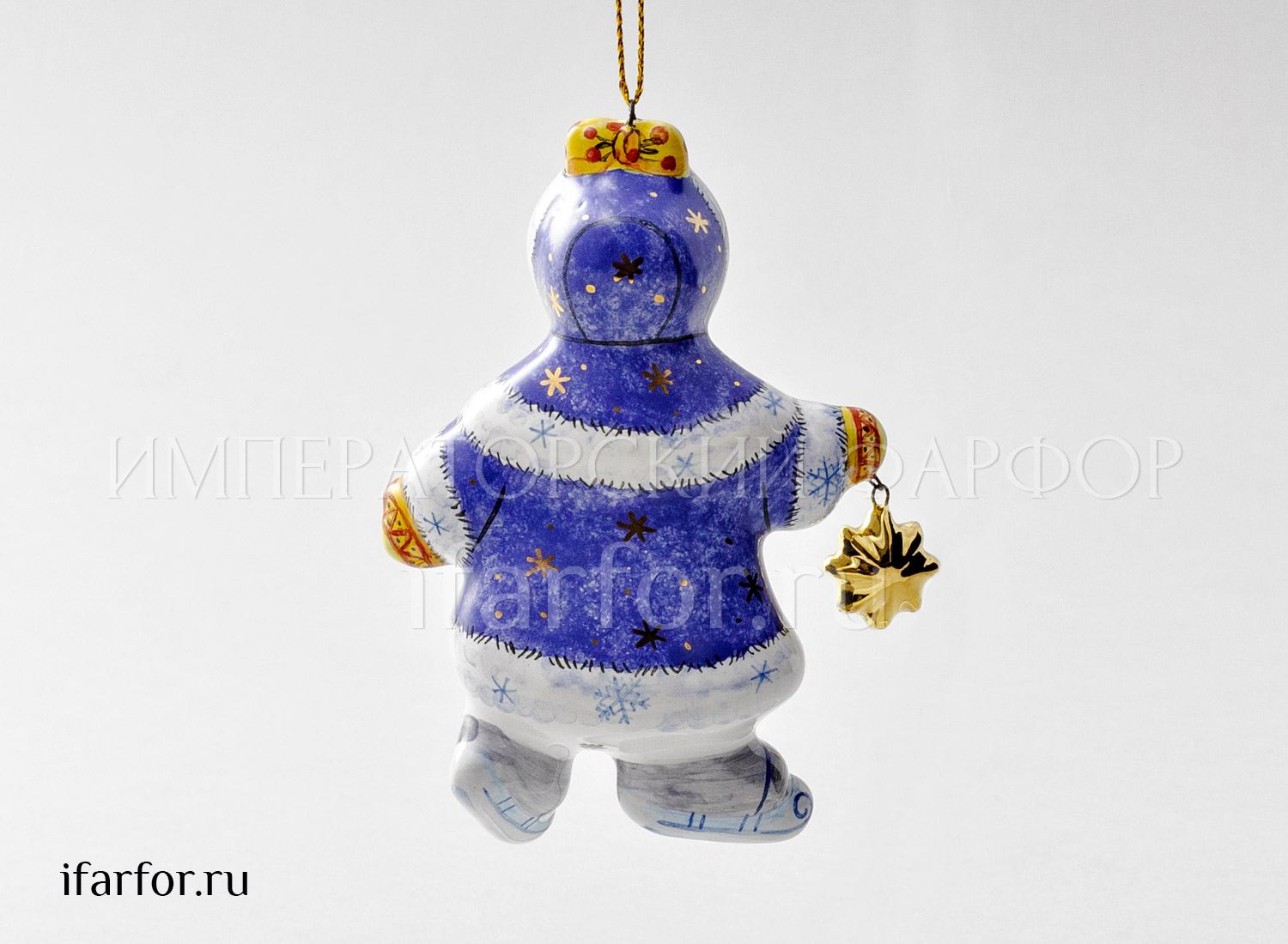 Елочная игрушка «Фигуристка» Форма: Фигуристка. Майолика. 37 x 70 x 102 мм.