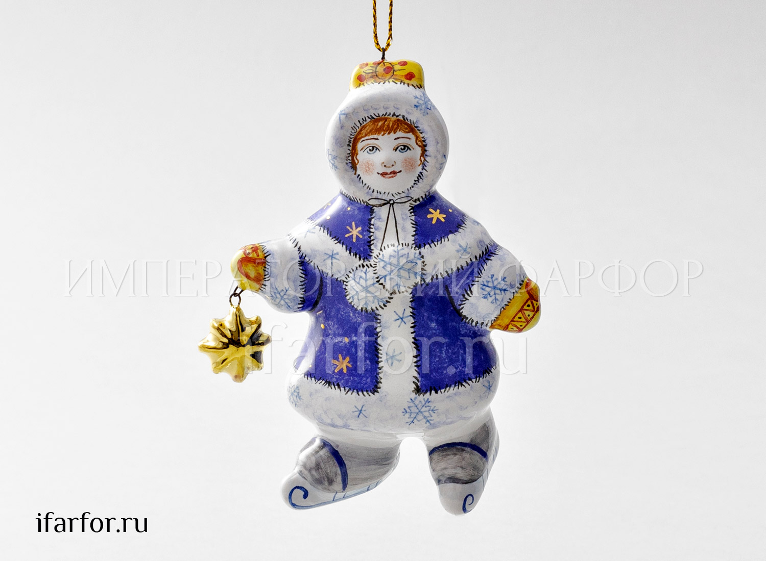 Елочная игрушка «Фигуристка» Форма: Фигуристка. Майолика. 37 x 70 x 102 мм.