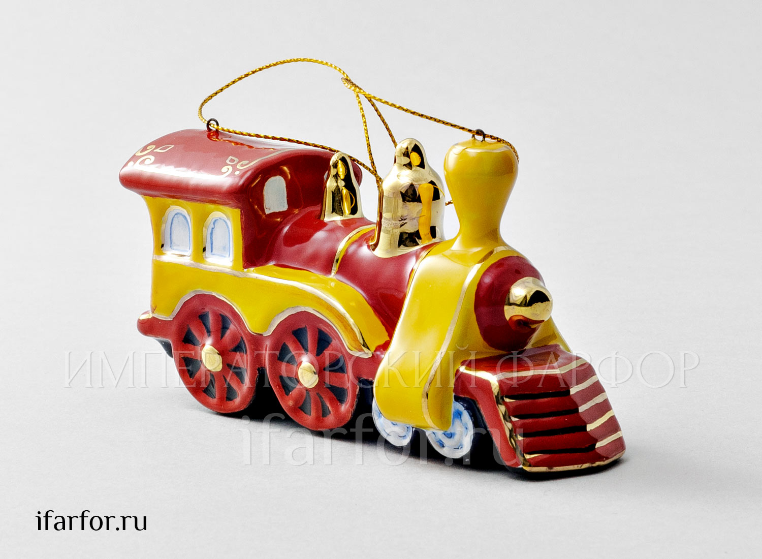 Елочная игрушка «Паровозик» Форма: Паровозик. Майолика. 120 x 70 мм.