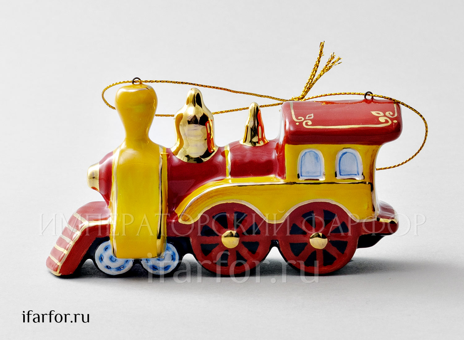 Елочная игрушка «Паровозик» Форма: Паровозик. Майолика. 120 x 70 мм.