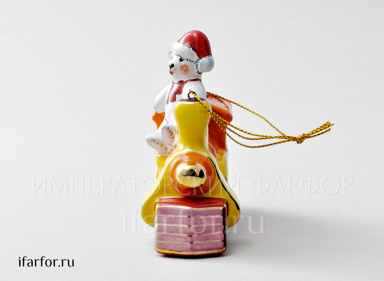 Елочная игрушка «Паровозик с мишкой» Форма: Паровозик с мишкой. Майолика. 114 x 38 x 90 мм.