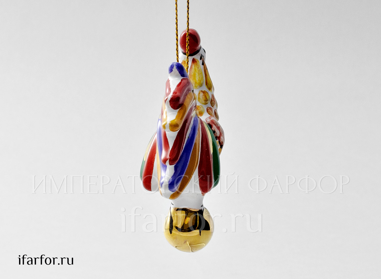Елочная игрушка «Золотой петушок» Форма: Золотой петушок. Майолика. 70 x 80 мм.