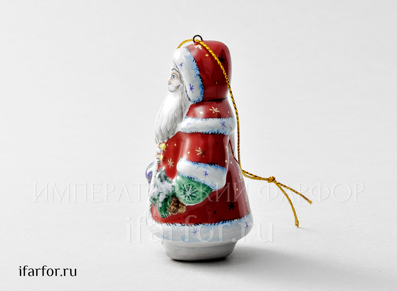 Елочная игрушка «Дед Мороз с фонариком» Майолика. 40 x 50 x 80 мм.