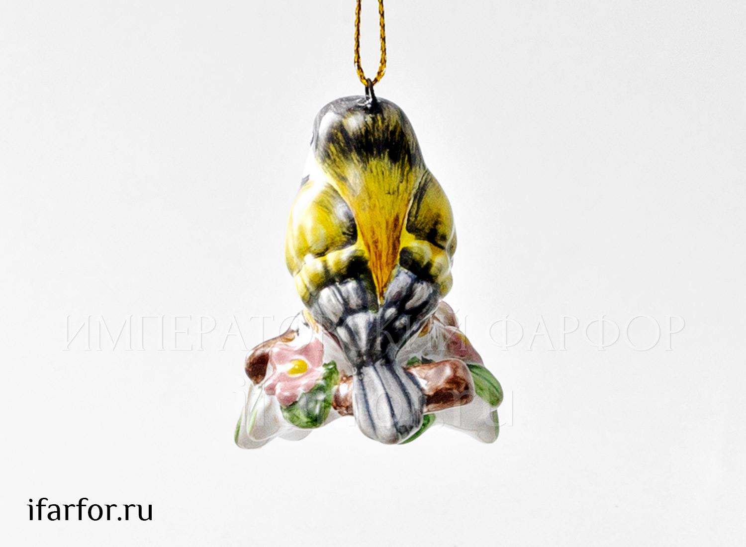 Елочная игрушка «Синичка» Форма: Синичка. Майолика. 50 x 60 мм.