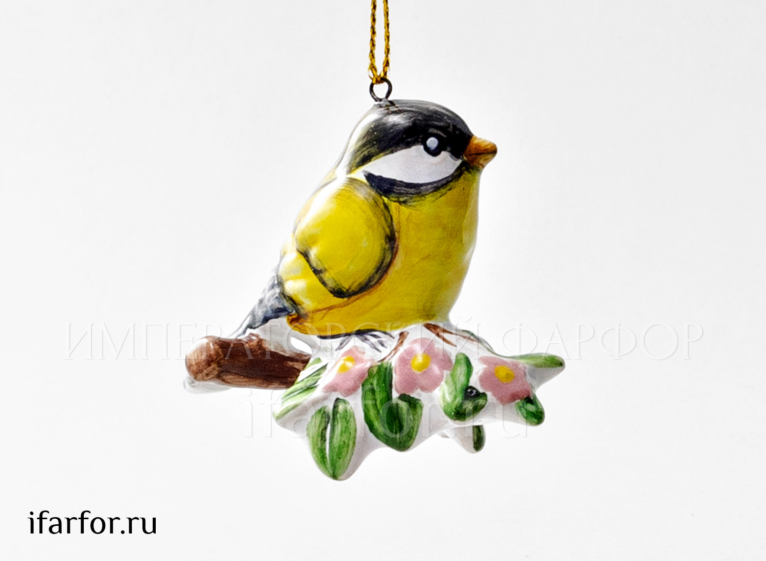 Елочная игрушка «Синичка» Форма: Синичка. Майолика. 50 x 60 мм.