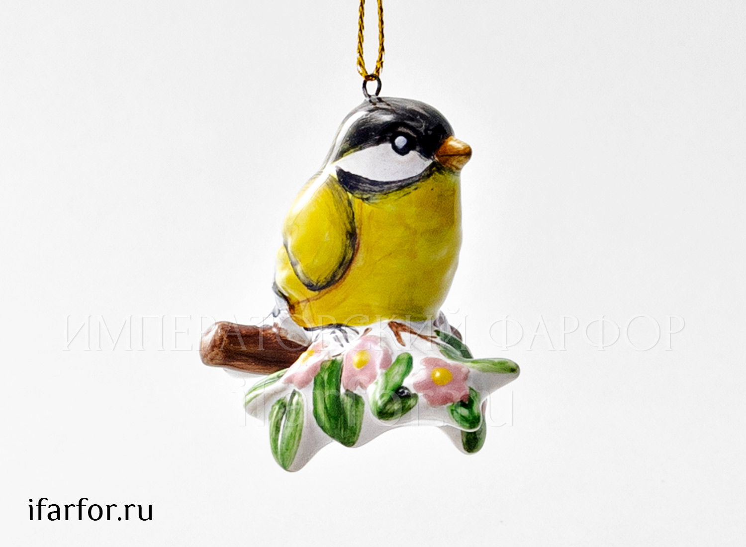 Елочная игрушка «Синичка» Форма: Синичка. Майолика. 50 x 60 мм.