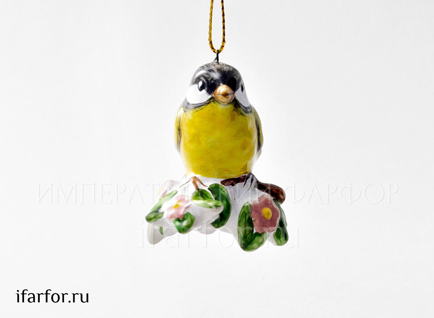 Елочная игрушка «Синичка» Форма: Синичка. Майолика. 50 x 60 мм.