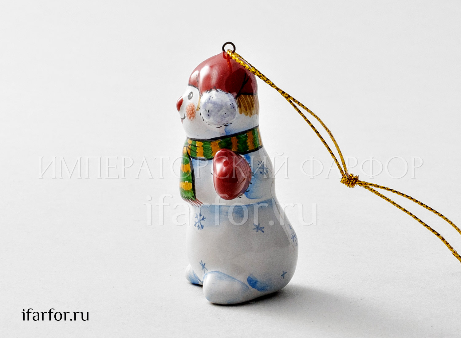 Елочная игрушка «Снеговик» Форма: Снеговик. Майолика. 30 x 50 x 70 мм.