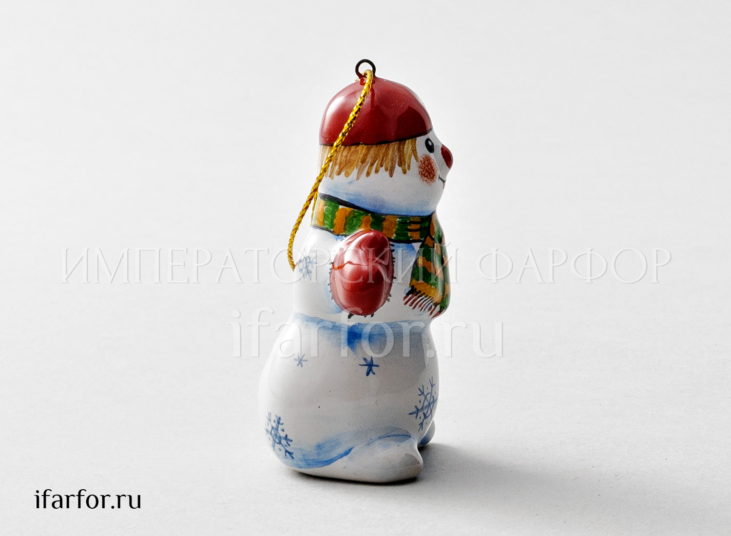 Елочная игрушка «Снеговик» Форма: Снеговик. Майолика. 30 x 50 x 70 мм.