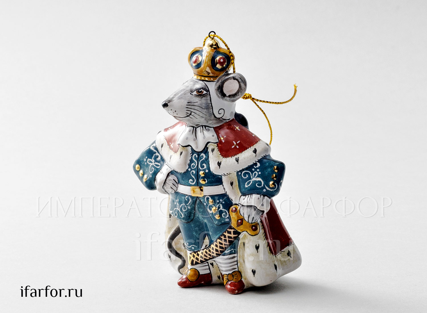 Елочная игрушка «Мышиный король» Форма: Мышиный король. Майолика. 70 x 110 мм.