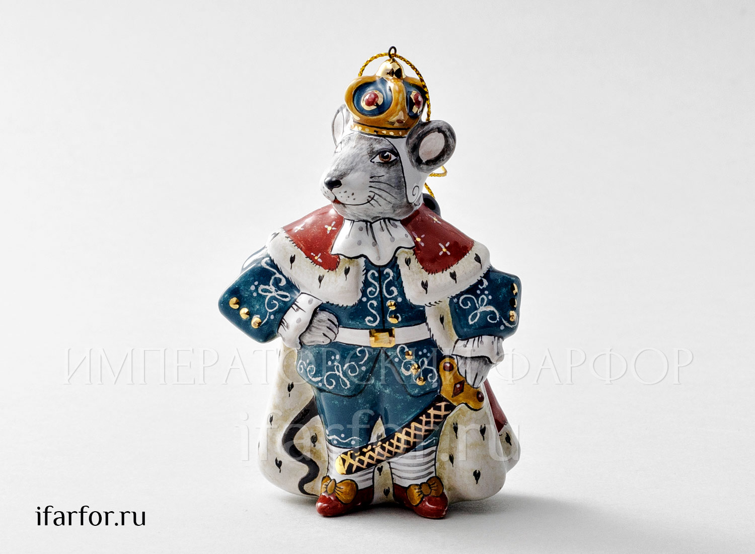 Елочная игрушка «Мышиный король» Форма: Мышиный король. Майолика. 70 x 110 мм.