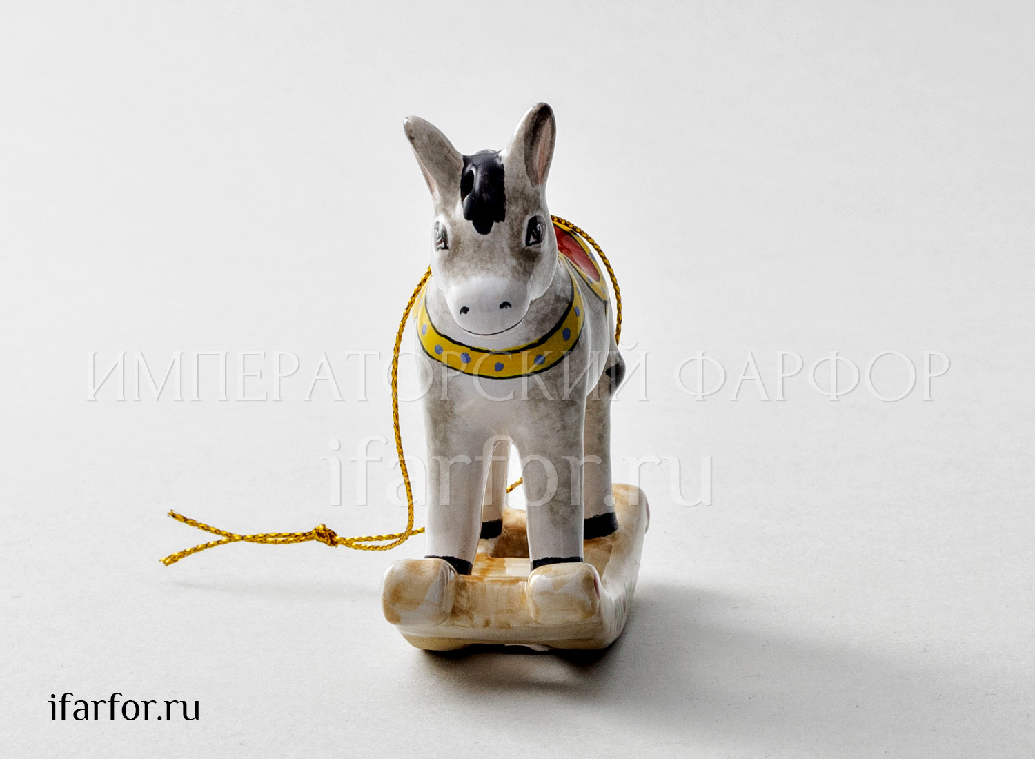 Елочная игрушка «Ослик-качалка» Форма: Ослик-качалка. Майолика. 60 x 56 мм.